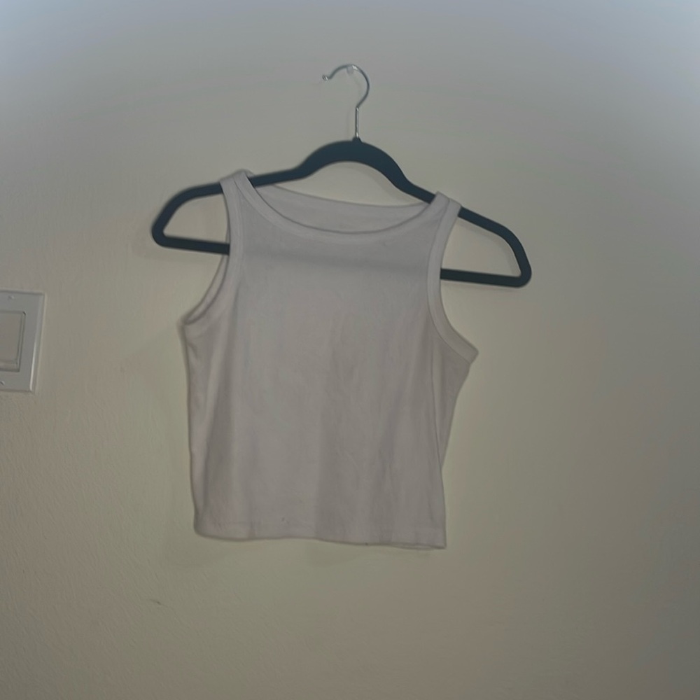 Cropped white workout tank